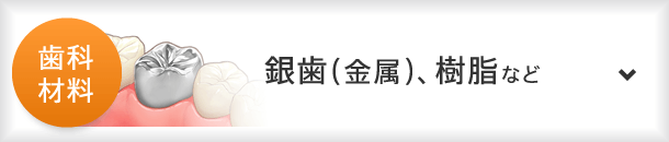 歯科材料：銀歯（金属）、樹脂など