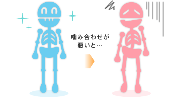 噛み合わせが悪いと全身の歪みに繋がります